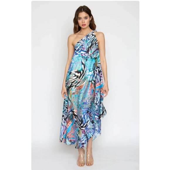 Wrap Up by Valerie Perez Pink & Green Tropical Hawaiian Infinity Maxi Dress - Picture 8 of 9